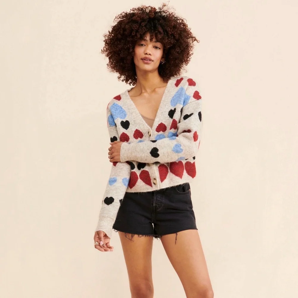 Anthropologie Free the Roses Heart Print Cardigan - Picture 3 of 8